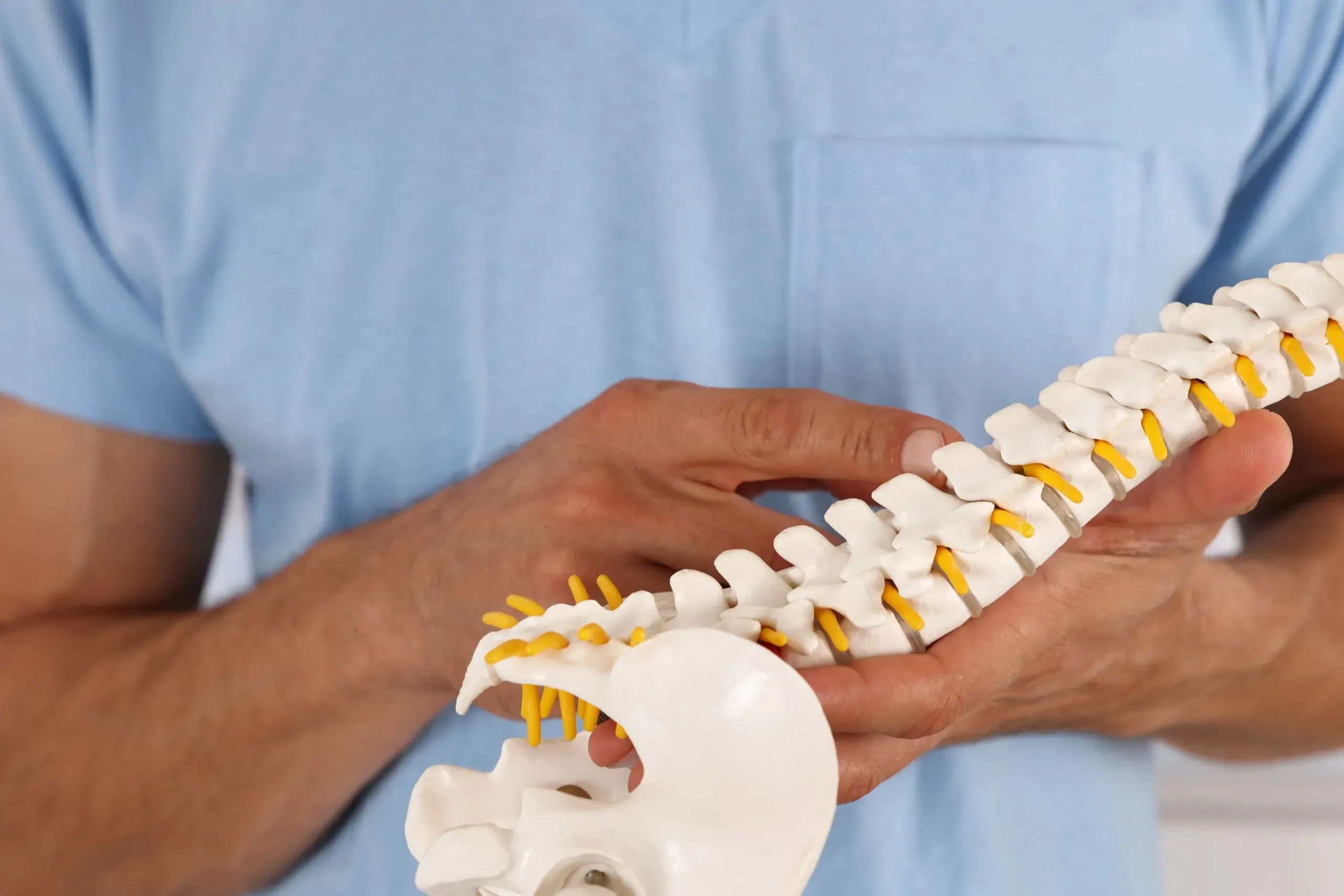 Patient using the Back on Trac spinal decompression system for disc relief in Alma, GA